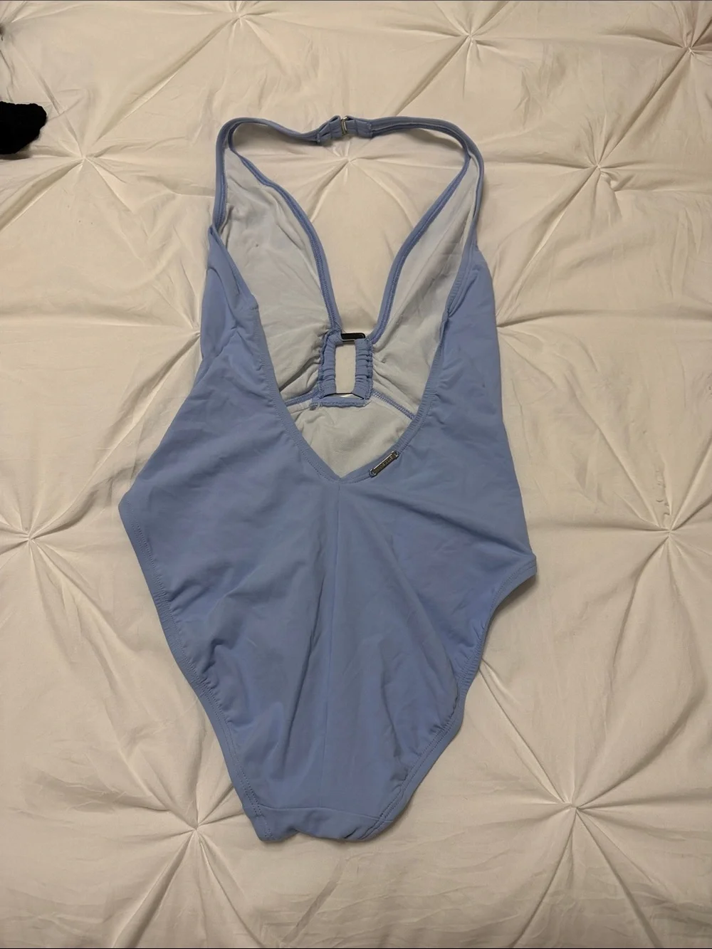 Anne Cole Light Blue Womans’Halter One-Piece Swimsuit with Front Ring